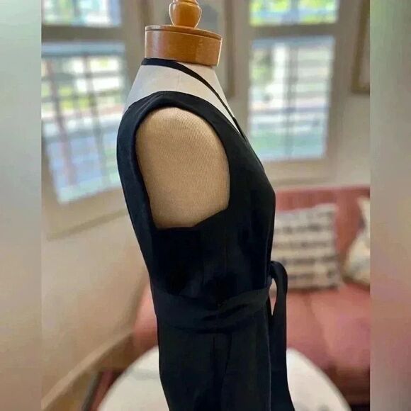 123 Paris bod conscious jumpsuit with bronze inlay. Side pockets, deep V back. - Picture 4 of 9